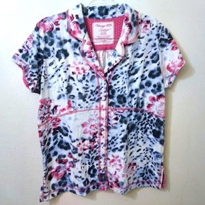 Vintage Soma Pajama Top Multicolor Print Size Large